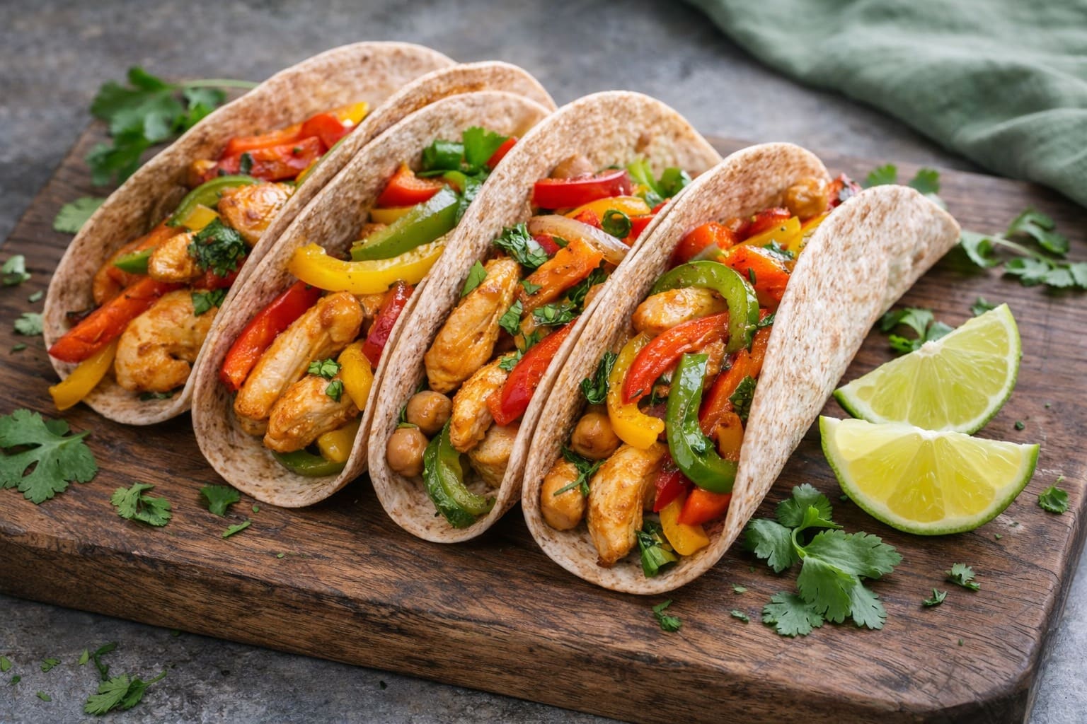Fajitas of pollo and pimientos integrales, lunch healthy of Meals Healthy