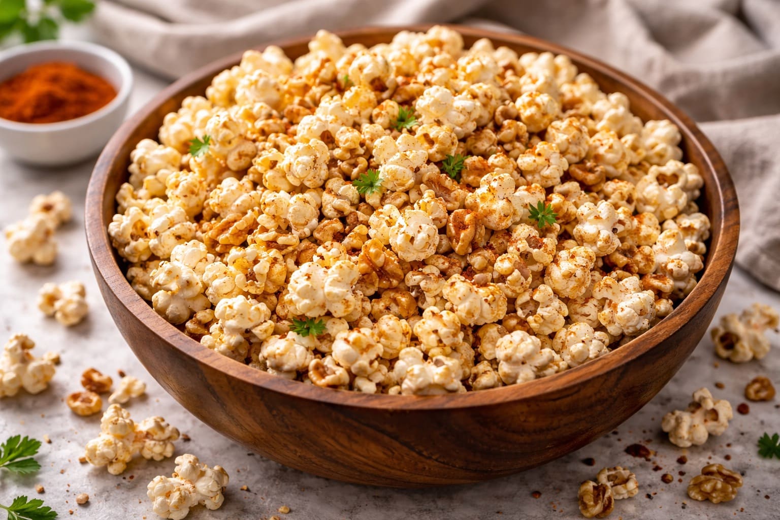 Palomitas caseras with pimentón and nuez, snack healthy of Meals Healthy