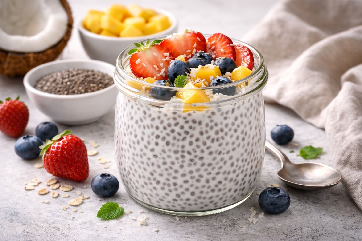 Pudín of chía and coco, breakfast healthy of Meals Healthy