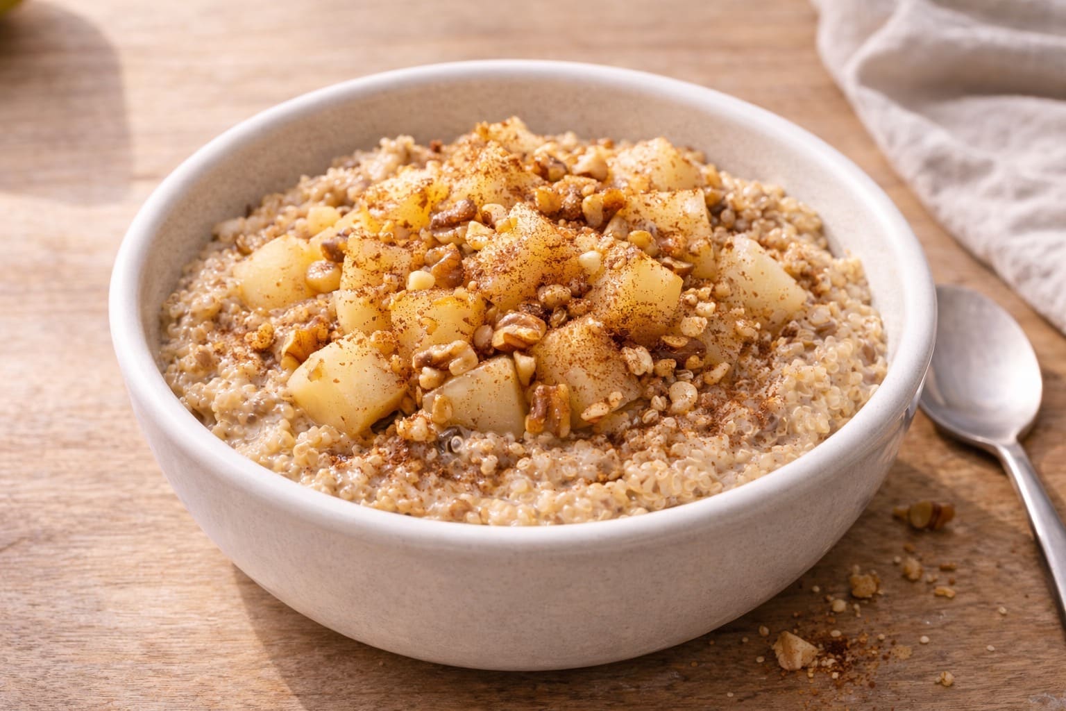 Quinoa of breakfast with canela and pera, breakfast healthy of Meals Healthy