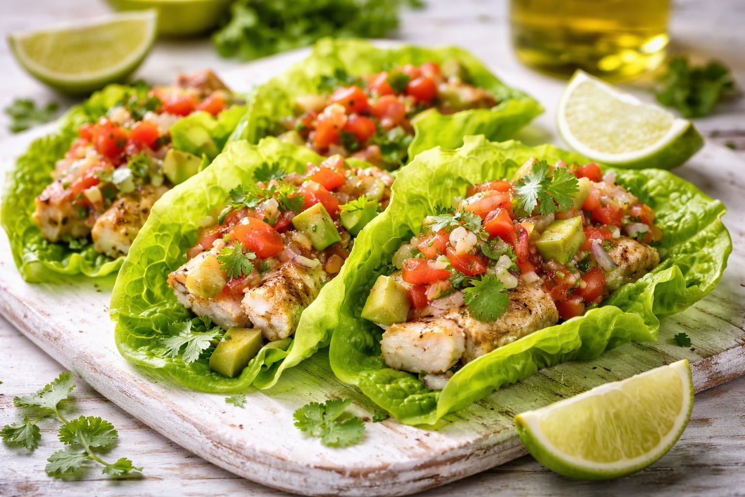 Tacos of lechuga and pescado, dinner healthy of Meals Healthy