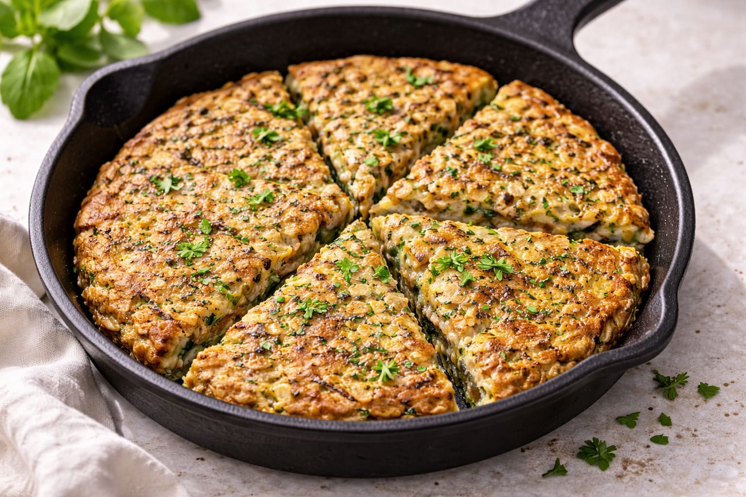 Tortilla of avena and calabacín, breakfast healthy of Meals Healthy